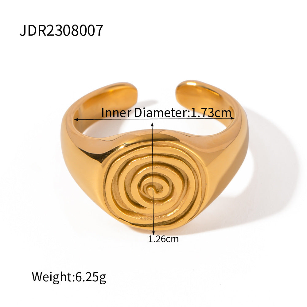 5pcs Vintage Hammer Ring Stylish Style Titanium Steel Hand Bracelet 18K Gold Stainless Steel Thread Open Ring