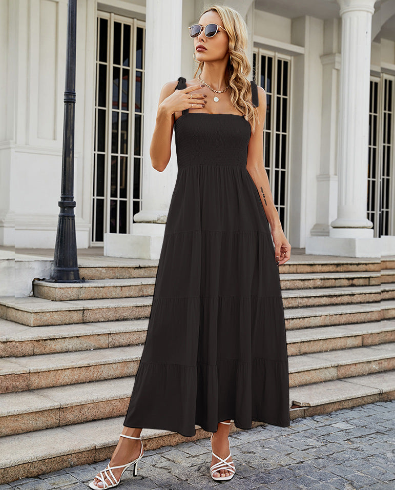 Summer Women's New Commuter Sleeveless Spice Print Long Halter Dress