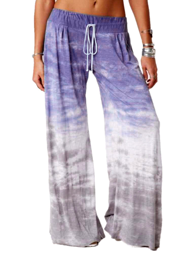Women's Loose Gradual Color Printing Yoga Wide Leg Tracksuit Pants