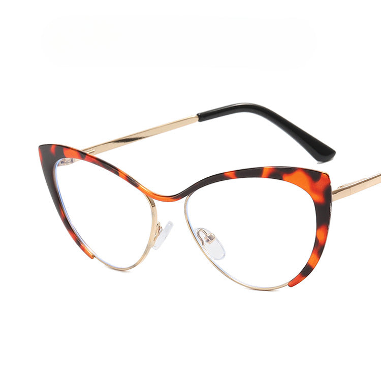 Steel Triangle Cat Eye Metal Frame New Anti-Blue Light Mirror Can Be Equipped With Myopia Frame