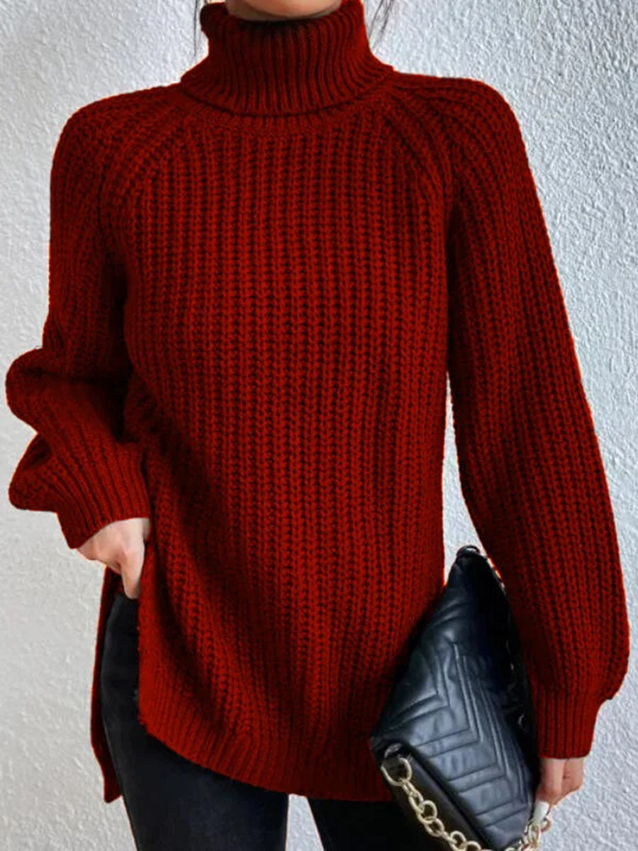 Autumn/Winter New Rotator Sleeve High-Lapel Mid-Length Sweater Dress