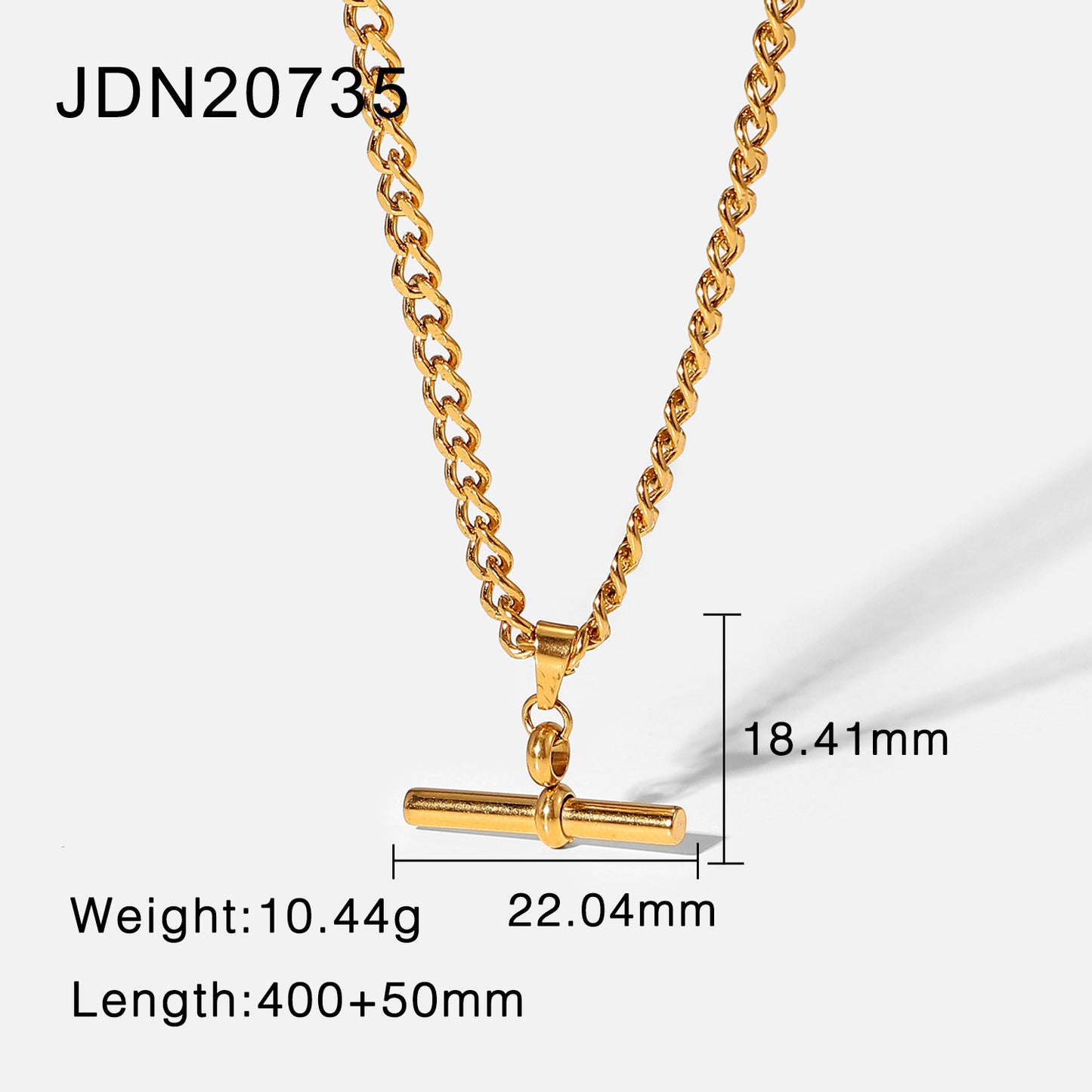 5pcs Punk Hip Hop 18K Gold Stainless Steel T-Stick Pendant Rope Chain/Figaro Chain/Cuban Chain Choker Necklace