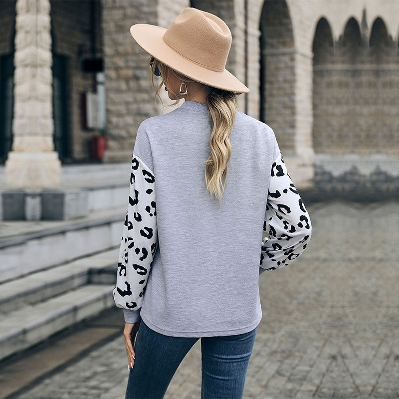 New Autumn New Fashion Women's Print Stitching Leisure Knitwear