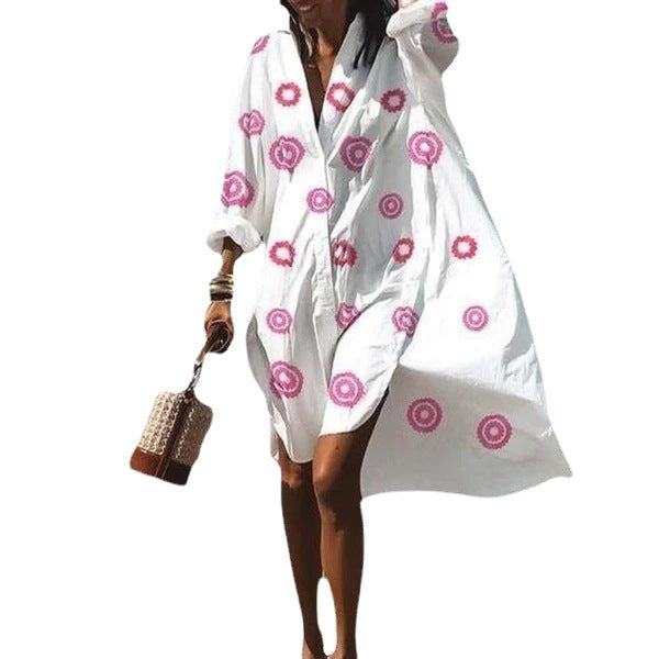 Women's Clothing Spring New Fashion Temperament Print Loose Shirt Dress A Generation