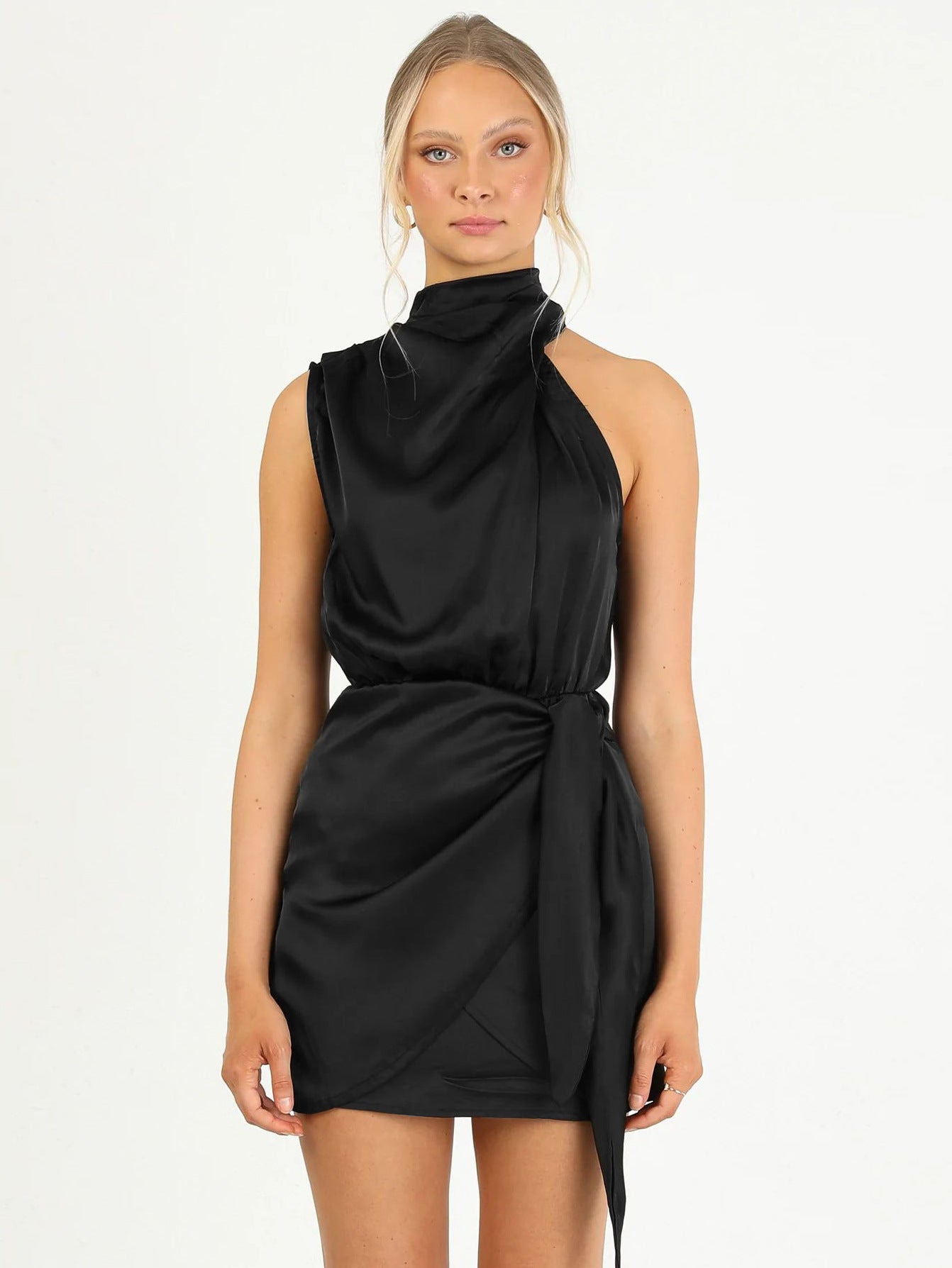 Fashion New Halter High Sense Satin Lace Slim-Fit Socialite Dress Fashion Temperament Skirt
