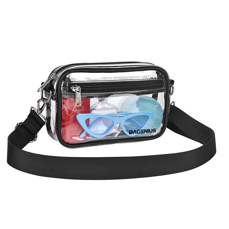 Simple Pvc Transparent Crossbody Bag Outdoor Sports Waterproof Clutch Bag Storage Bag Detachable Shoulder Strap Pu Coin Purse