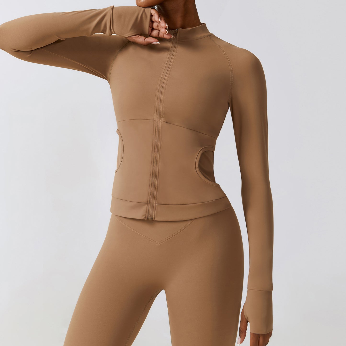 Zipper Outdoor Running Sports Coat Naked Sense Quick Drying Long Sleeve Yoga Wear Tight Fitness Wear Coat