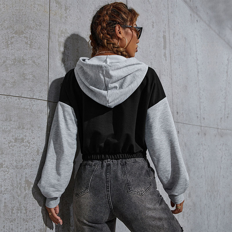 New Pre-Fall Casual Hoodie Color Halloween Skull Print Short Hoodie