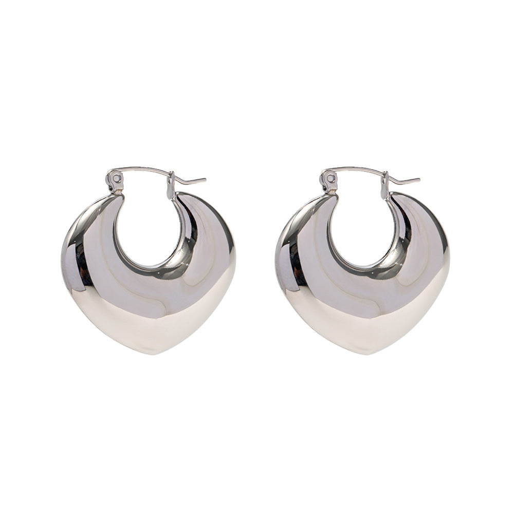 5pcs New Titanium Steel Earrings Women's Fashion With Stainless Steel Light Luxury Plump Hollow Earrings