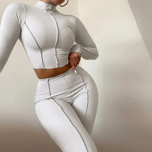 Women's Clothing Autumn And Winter New Fashion Reverse Wear Design Sense Of High Waist Leisure Sports Suit A Hair