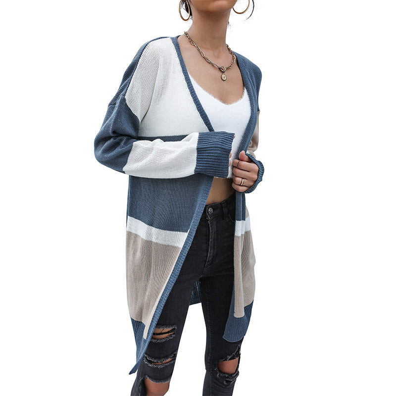 Spring And Autumn Style Clothing Long Buttonless Color Sweater Coat
