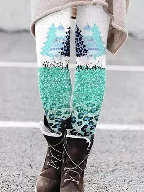 Christmas Personalized Printed Leggings Christmas Tree Sequin Yoga Pants