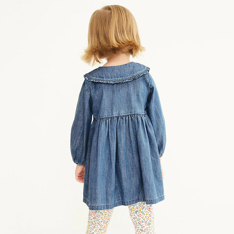Long Sleeve Girls' Dress Autumn Children's Dress Applique Cotton Children's Dress