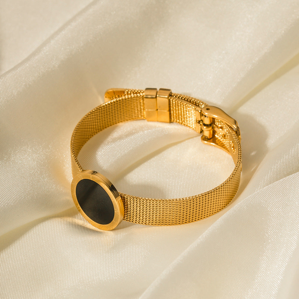 5pcs Vintage Niche Set 16K Gold Stainless Steel Black Sheet Romanesque Time Watch With Bracelet Do Not Fade Hand Jewelry
