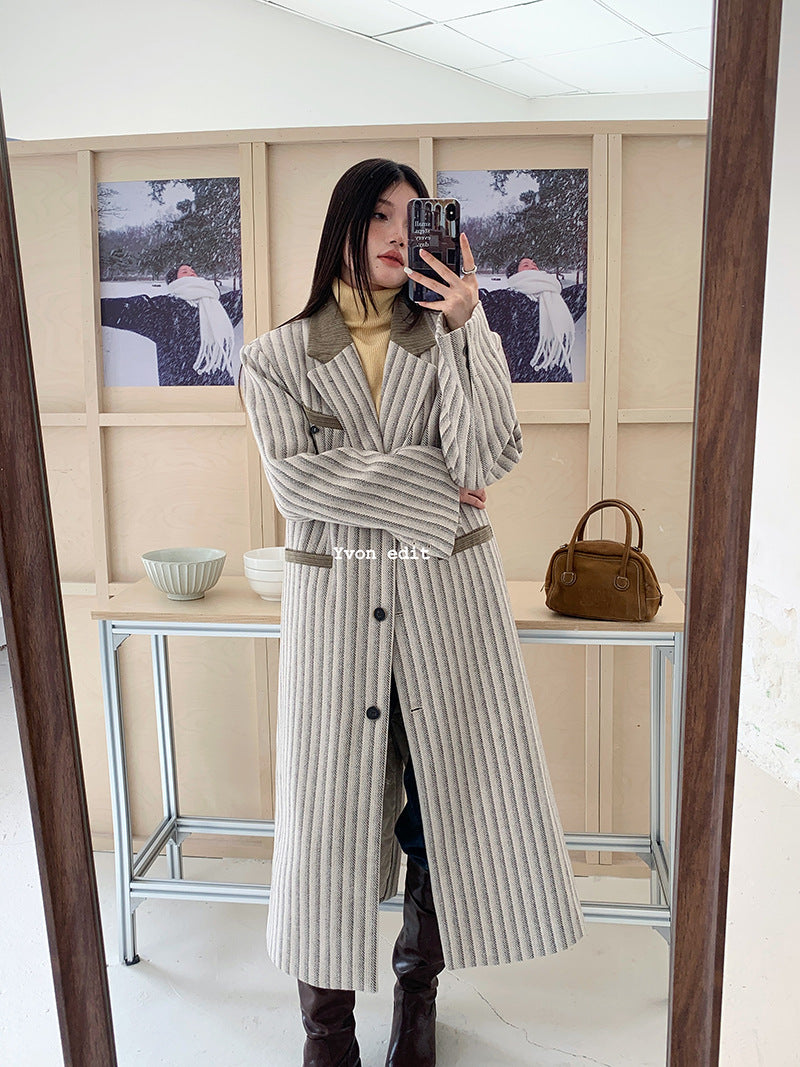 Cotton Thickened Coat Senior Sense Long Trench Coat Female