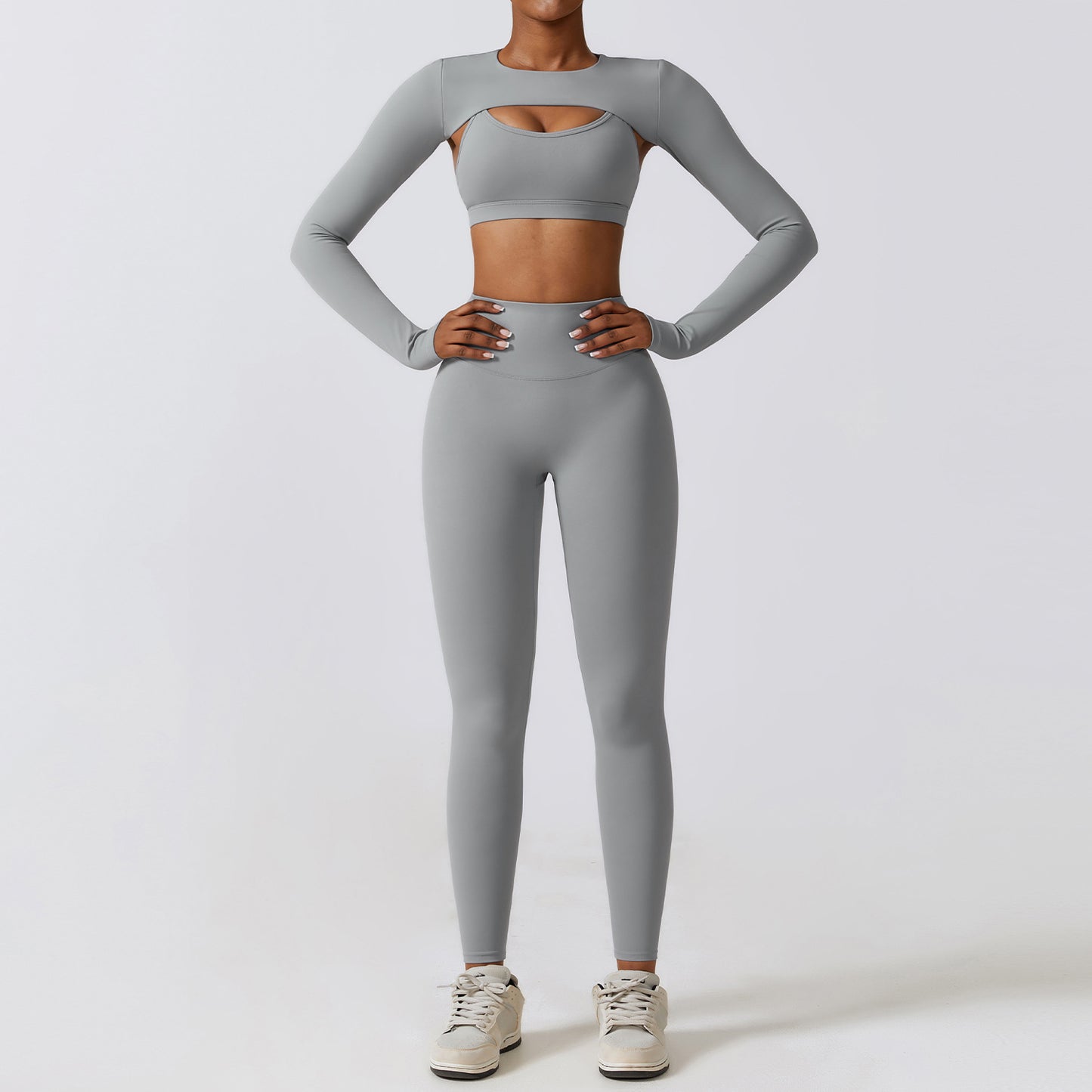 Autumn And Winter Tight Yoga Clothing Naked Sense Quick Drying Sports Set Slim Fitness Clothing Three Sets