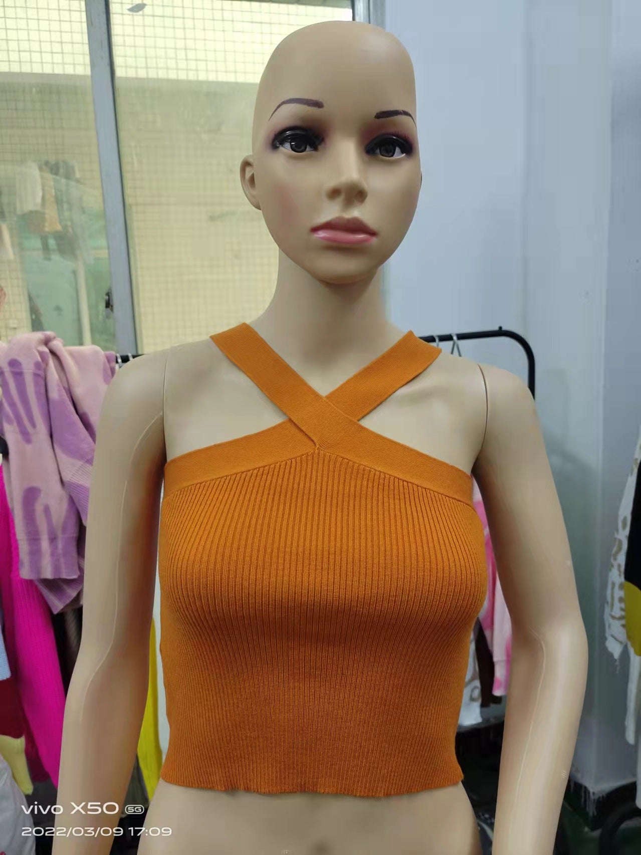 Cross-Neck Knitted Halter Small Vest Backless Tight Thin Bandage On The Chest