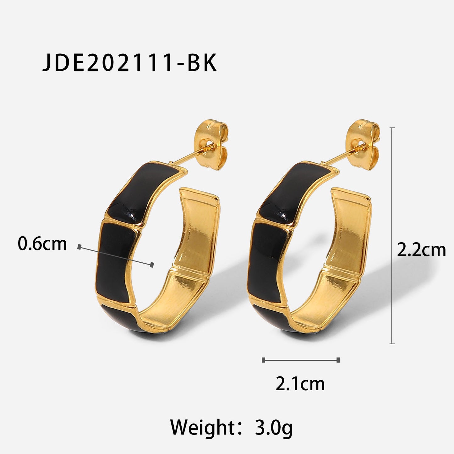 5pcs Stylish Retro Premium Earrings New 18-Karat Gold Bamboo Knuckle Stainless Steel Stud C-Shaped Drip Earrings
