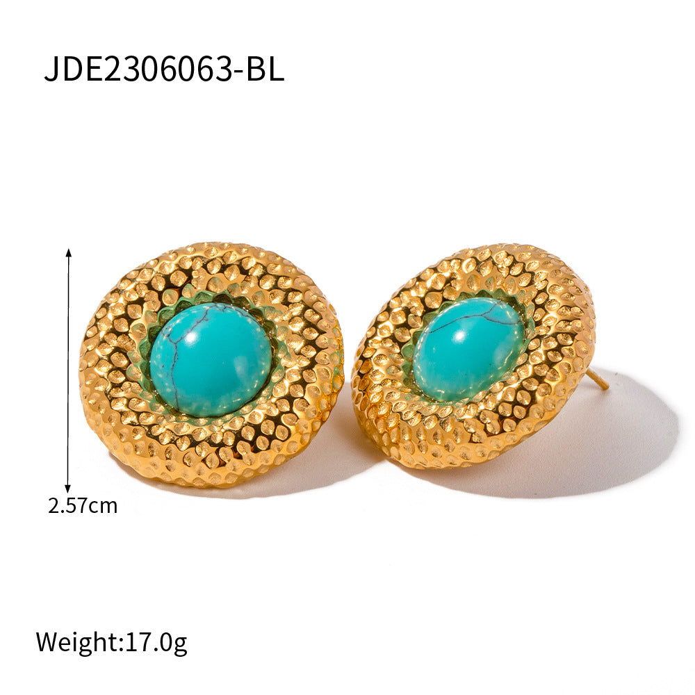5pcs Elegant Fashion Love Earrings 18K Gold Round Pendant Earrings Stainless Steel Earrings Jewelry