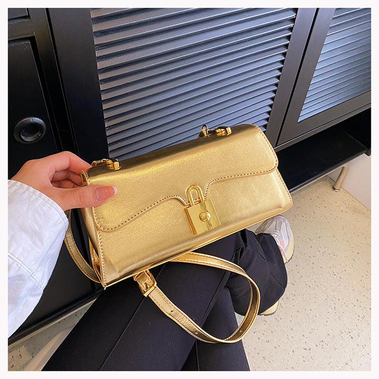 Fashion Baguette Bag New Style Small Shoulder Underarm Bag Simple Texture Crossbody Shining Female Bag