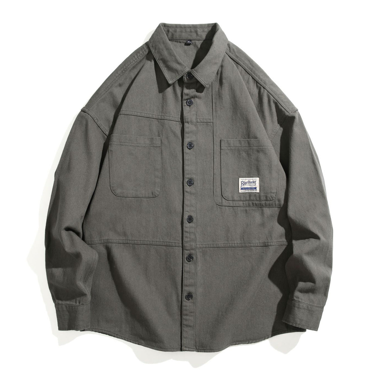 Khaki Overalls Shirt Coat Men's Long-Sleeved Casual Loose Shirt Jacket Fall New Folded Wear
