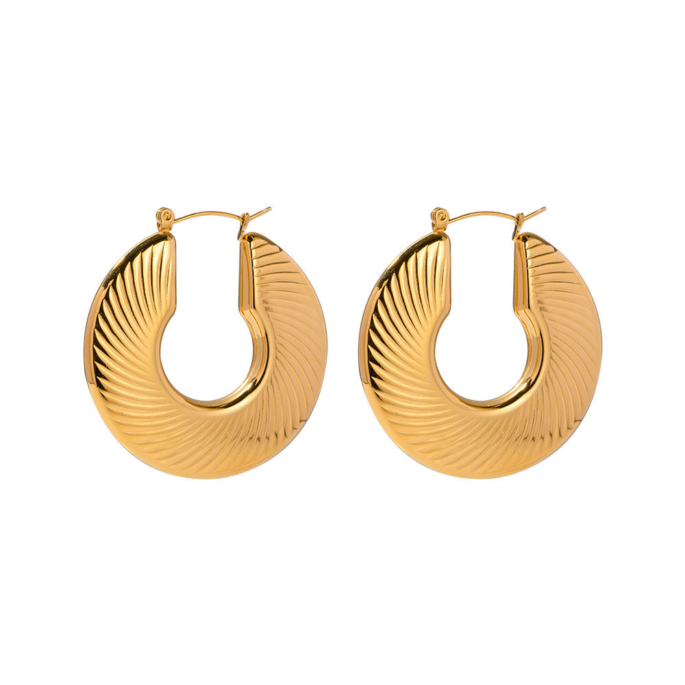 5pcs 18K Gold Stainless Steel Piece Pattern Earrings Studs Superior Sense Simple Titanium Steel Earrings Earrings