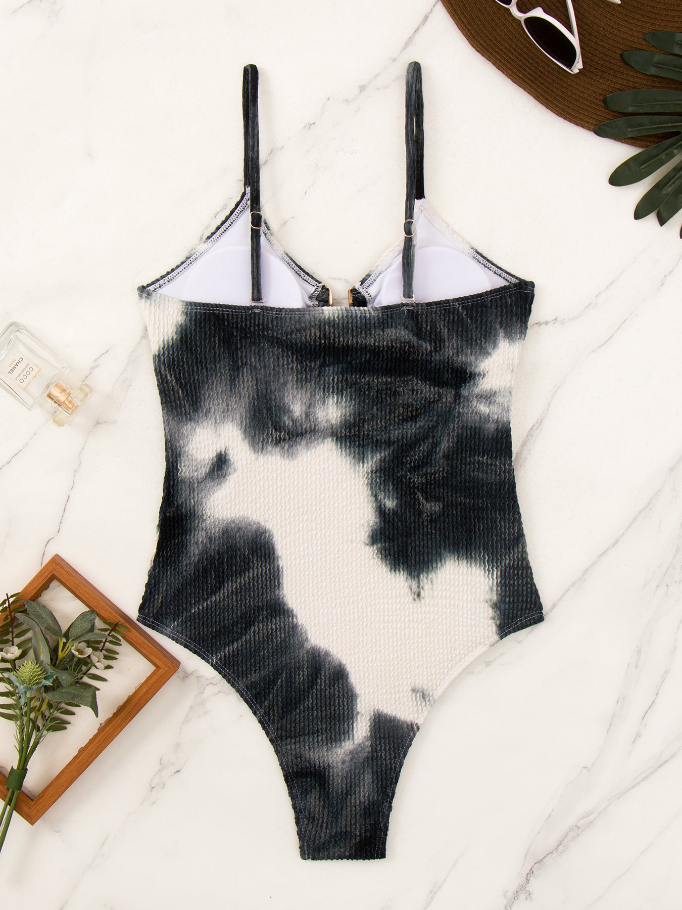 Fashion Sexy Tie Dye Pleated Cloth One-Piece Swimsuit