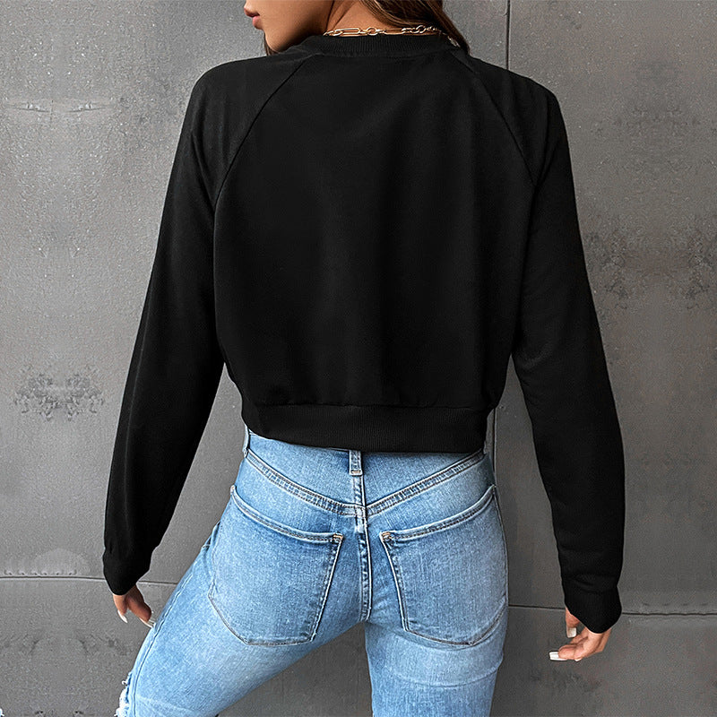 New Autumn New Women's Short Letter Printed Hoodie Woman