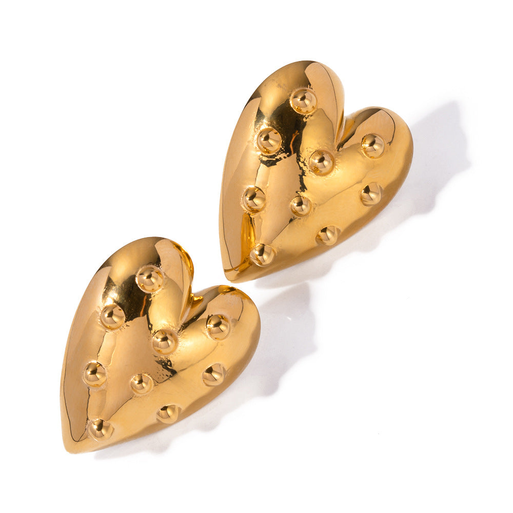 5pcs Titanium Steel Love Rivet Earrings Earrings New Fashion Temperament Niche Design Earrings