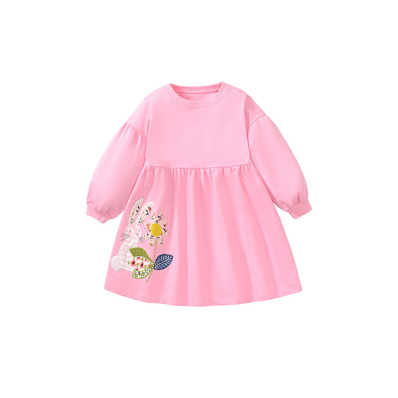 Long Sleeve Girls' Dress Cartoon Cotton Children's Dress Cute Fall Children's Dress