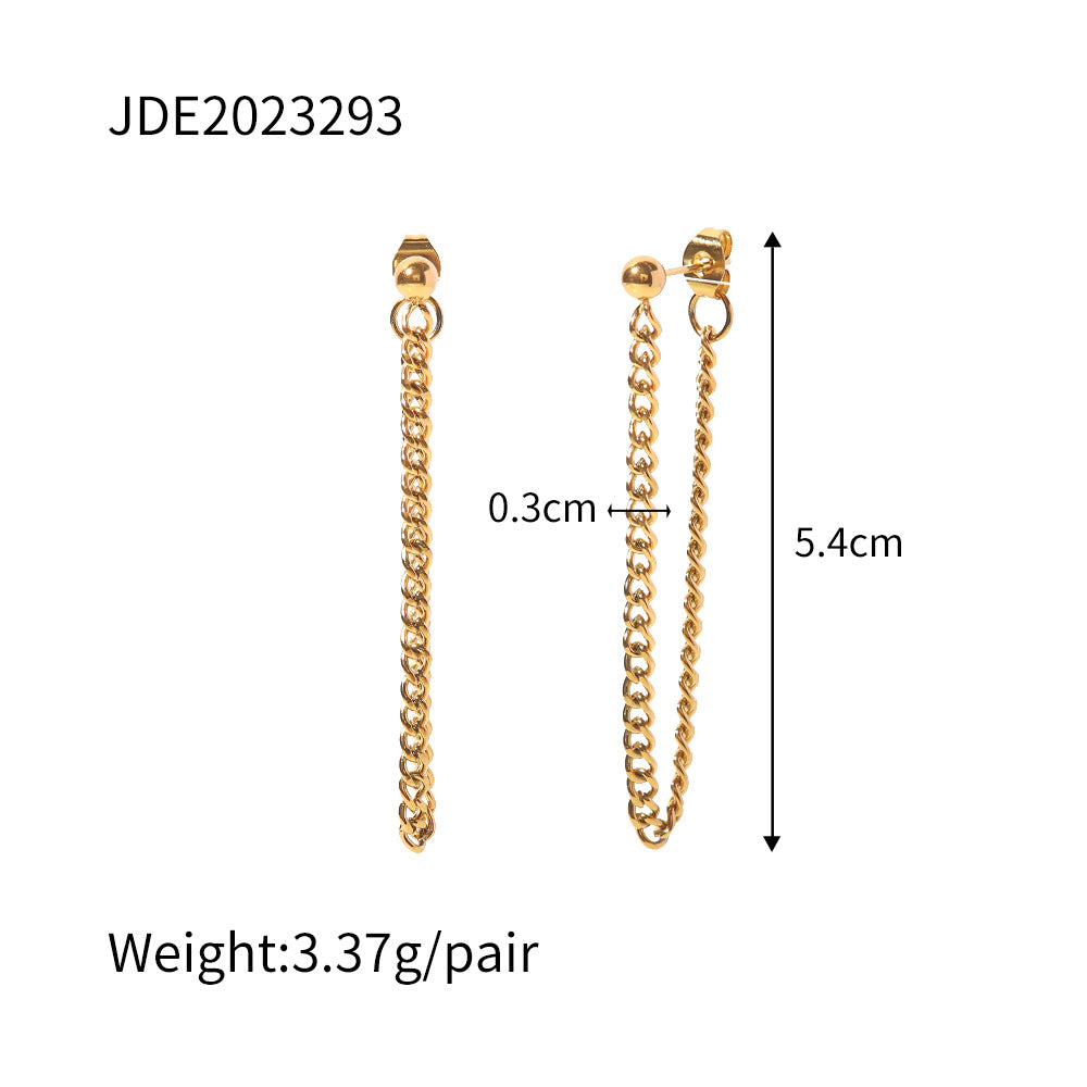 5pcs Titanium Steel Earrings Allergy Resistant Non Fading Stainless Steel Chain Earrings Accessories For Women