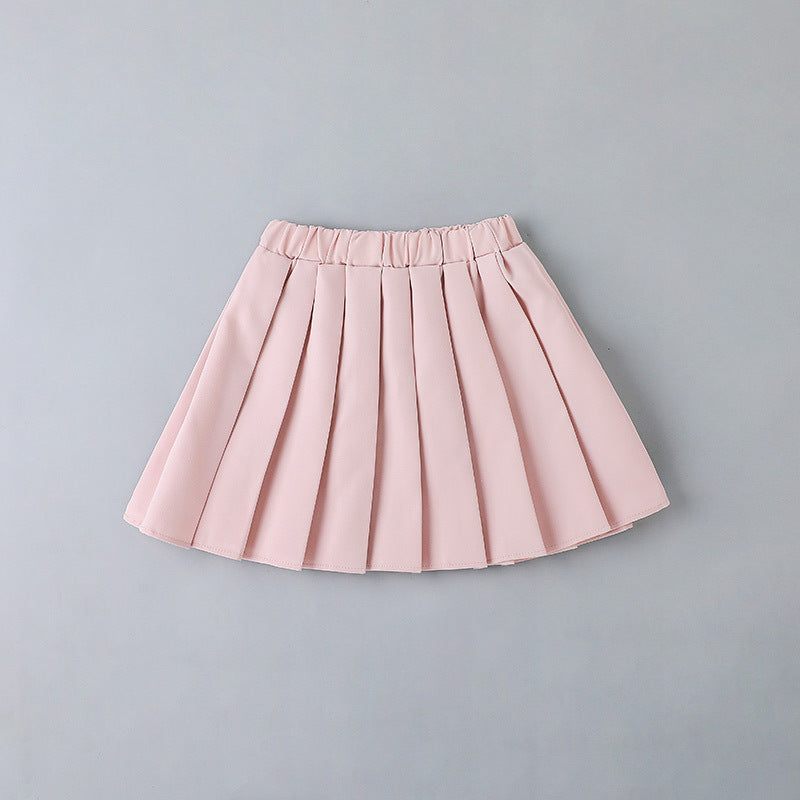 Summer Girls Halter T-Shirt + Skirt + Vest Jacket Three-Piece Pleated Skirt Suit British Style