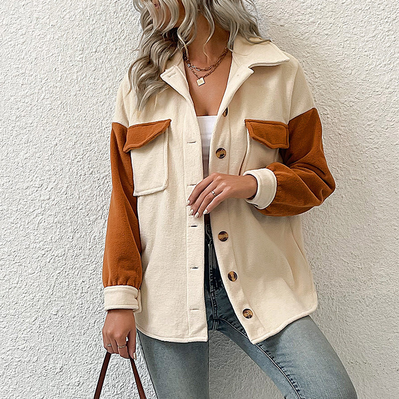 Autumn and Winter New Fashion Women's Lapel Long-Sleeved Fleece Coat: Stylish and Cozy Outerwear