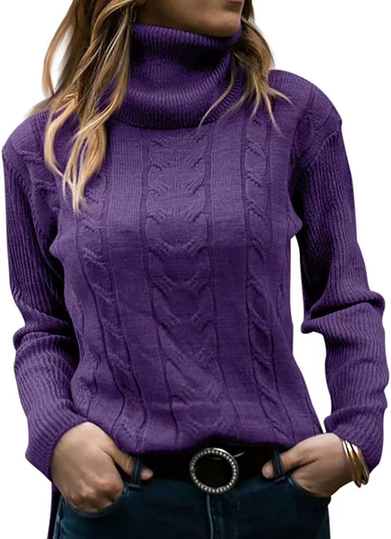 New Autumn And Winter New Solid Color Turtleneck Sweater Retro Long-Sleeved Sweater For Women