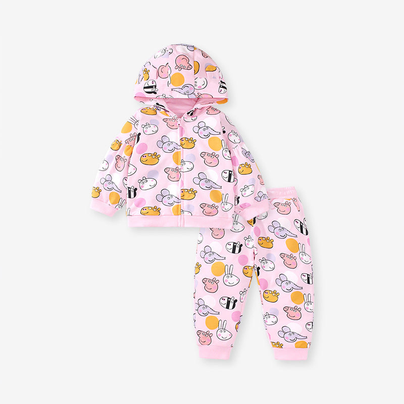 Girls Hoodie Set Autumn Casual Long-Sleeved Children's Set Pure Cotton Two-Piece Set