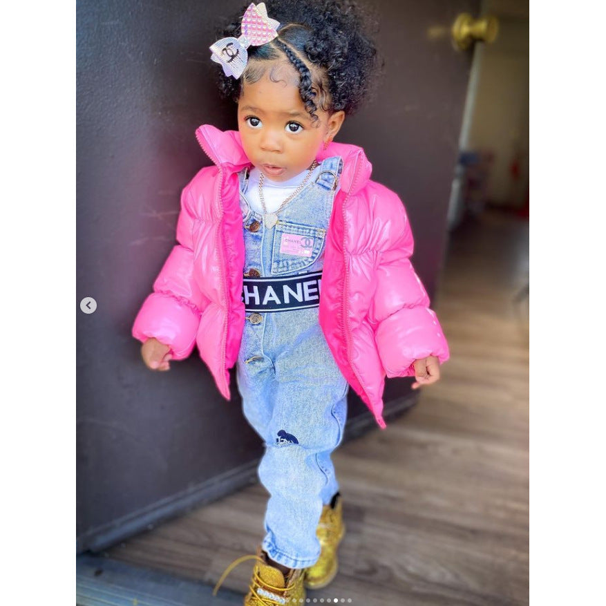 Children's Cotton-Padded Winter New Children's Wool-Collar Cotton-Padded Jacket For Boys And Girls