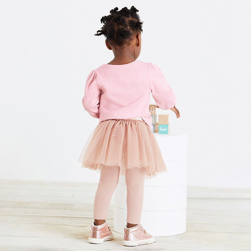 Girl Gauze Dress Set Autumn Children's Long Sleeve Cotton Set Cute Girl Set