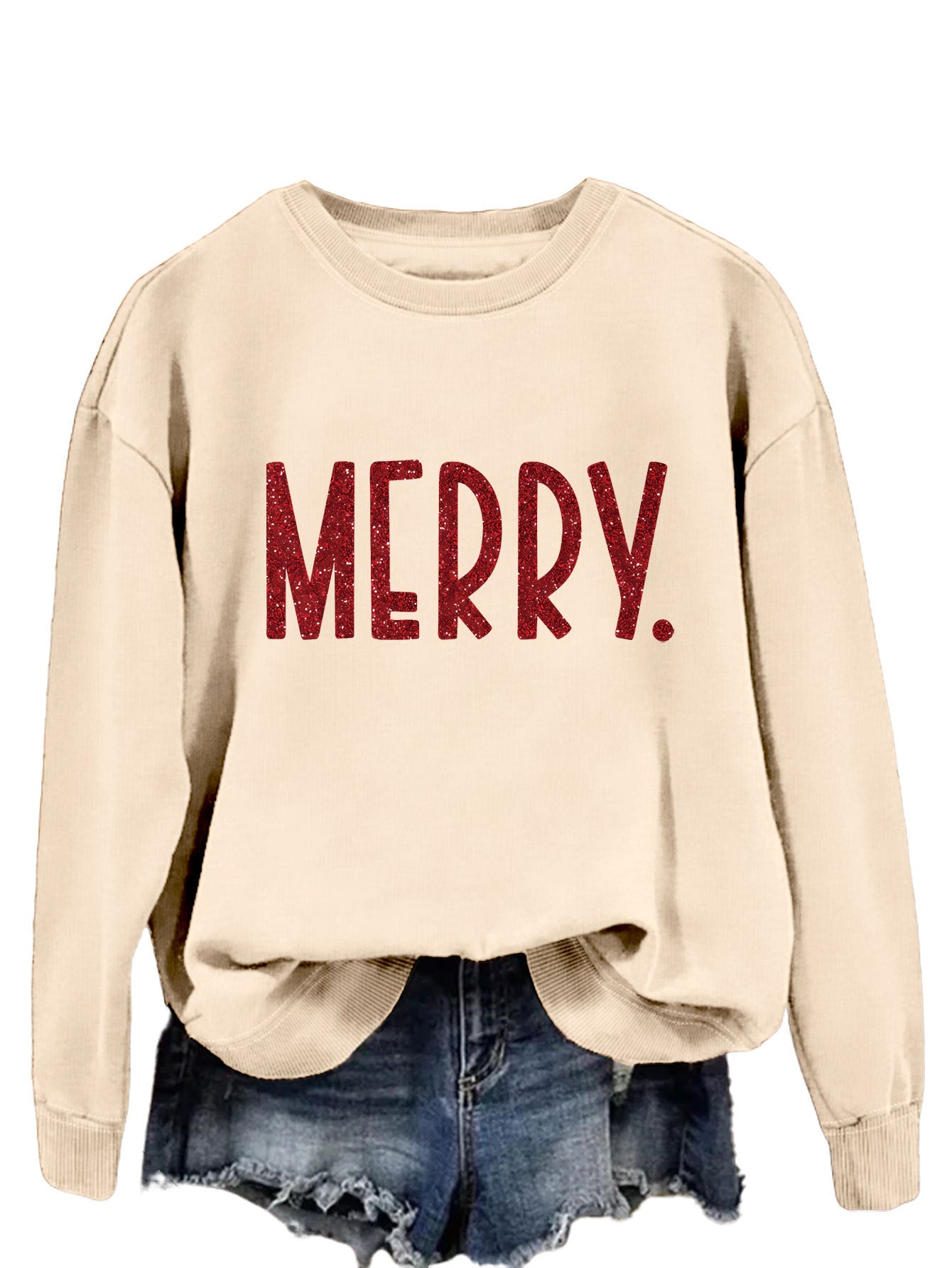 Merry Fashion Print All Round Neck Long Sleeve Hoodie
