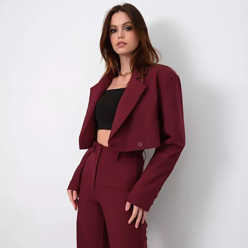 Fashion Commuter Small Suit High-Waisted Wide-Leg Pants Two-Piece Suit New Autumn And Winter Women's Wear