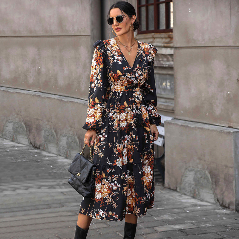 New Women's Dress Printed Autumn Dress New