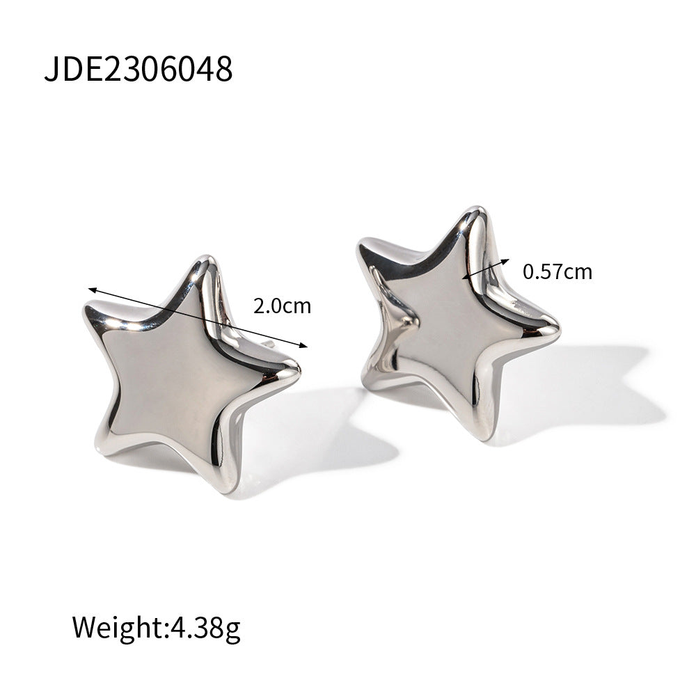 5pcs New Style Fashion Earrings For Ladies White Gold Hollow Star Earrings White Oxidized Tide Earrings