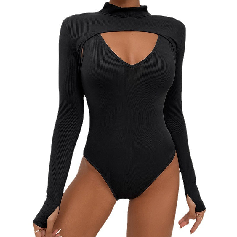 Jumpsuit Women's Sexy Tight-Fitting Hollow Black Jumpsuit