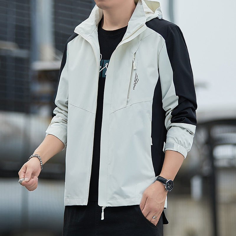 Men's New Fall Outdoor Men's Coat Detachable Hooded Waterproof Windstorm Jacket Men's Trench Coat