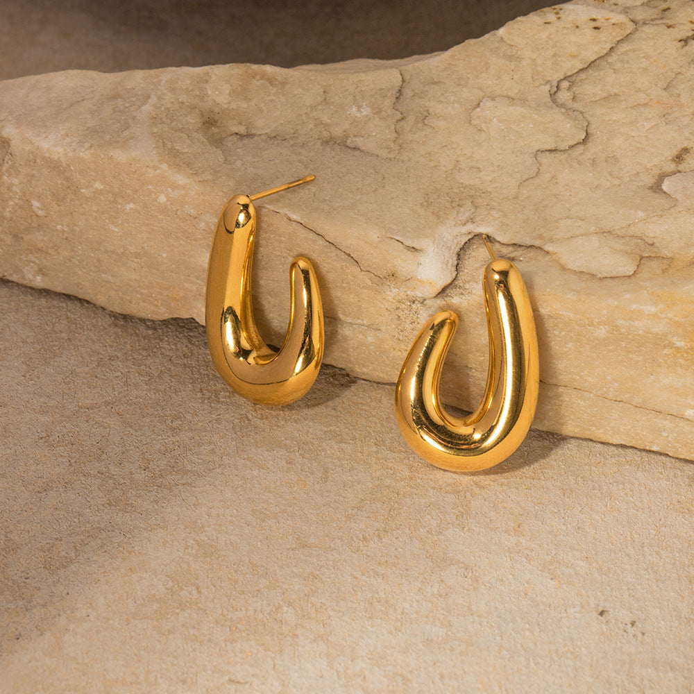 5pcs Titanium Steel Ring Earrings Earrings Stud New Simple Temperament Niche Design Female Spiral Earrings