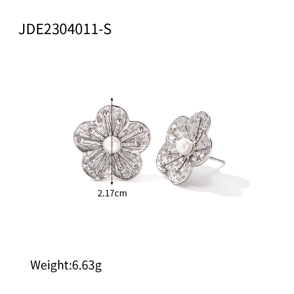 5pcs High-Grade Court Sense Titanium Steel Plated 18K Stainless Steel Double Flower Pendant Necklace Does Not Fade Necklace For Women Jewelry