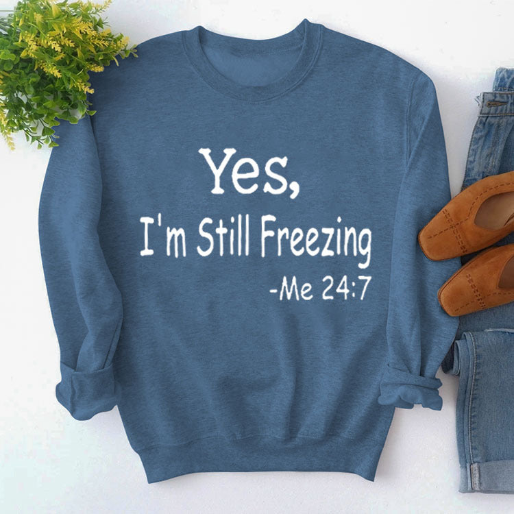 Pullover Simple Crew Neck Top Long Sleeve Yes I'M Printed Loose Hoodie