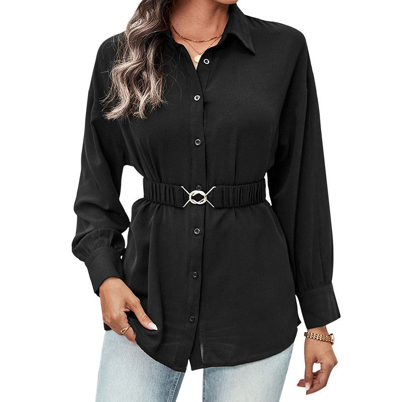 New Coat Long Long-Sleeved Black Shirt