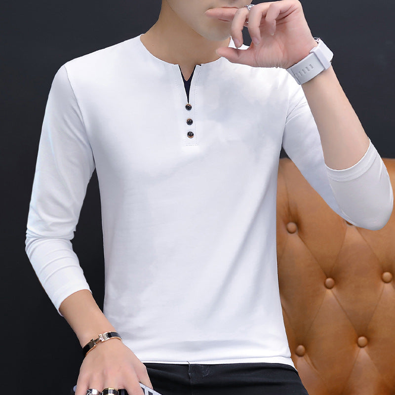 Autumn Cotton Men's Long Sleeve T-Shirt Men's Polo Shirt Casual Lapel Business Men's Clothing Base Shirt