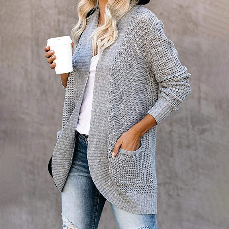 New Autumn And Winter Cardigan Women's Curved Front Knit Sweater Women