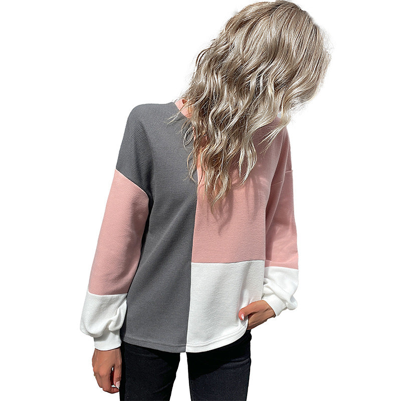 Autumn and Winter New Women's Loose Lazy Wind Round Neck Color Knitwear
